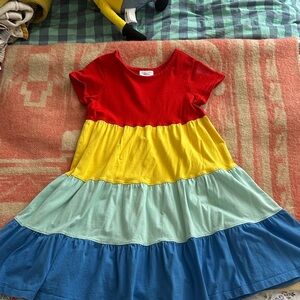 Hanna Andersson Red, Yellow, and Blue Tiered Kids Dress